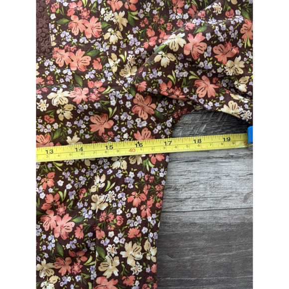 Self Esteem Floral Blouse Long Sleeve Lace Trim Square Neck Button Front M - Picture 3 of 5